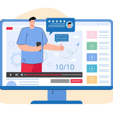 video-with-blogger-doing-review-smartphone-man-recommending-phone-vlog-his-channel-flat-vector-illustration-advertising-technology-concept-banner-website-design-landing-web-page